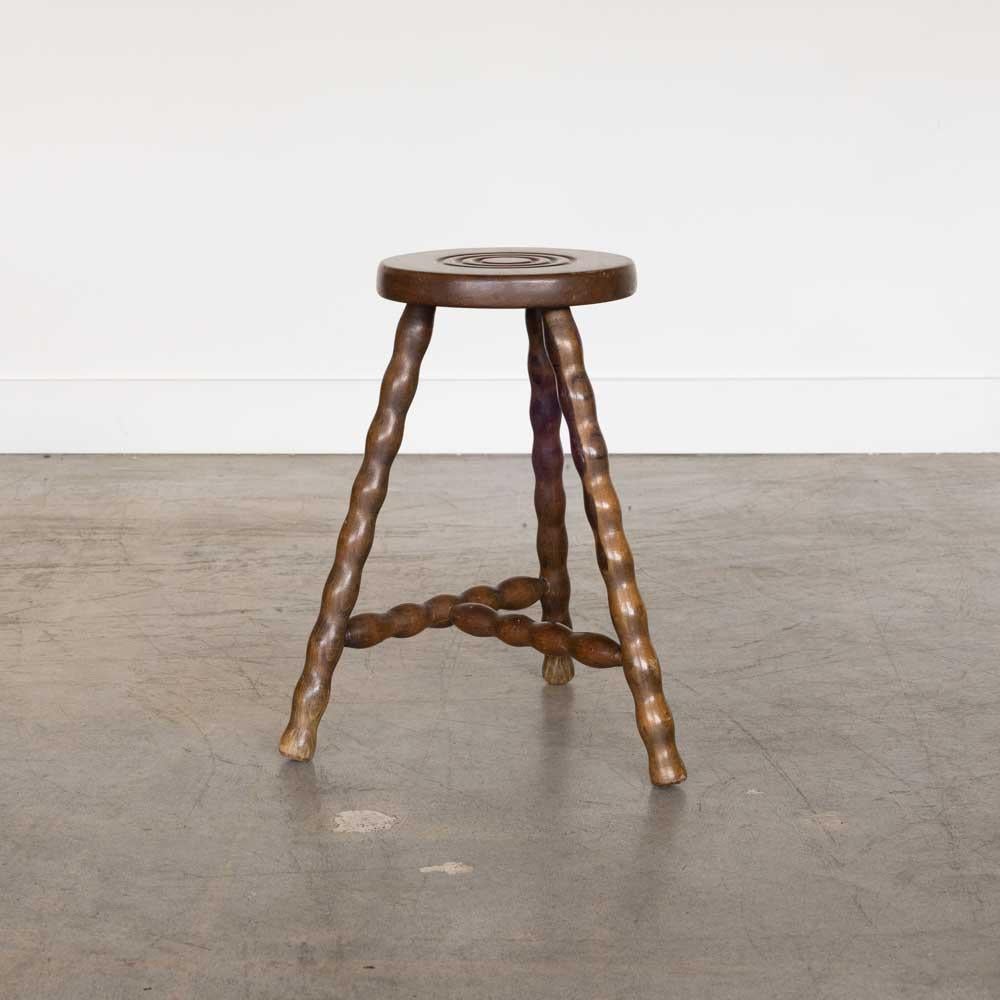 Tall French Wood Tripod Stool 2
