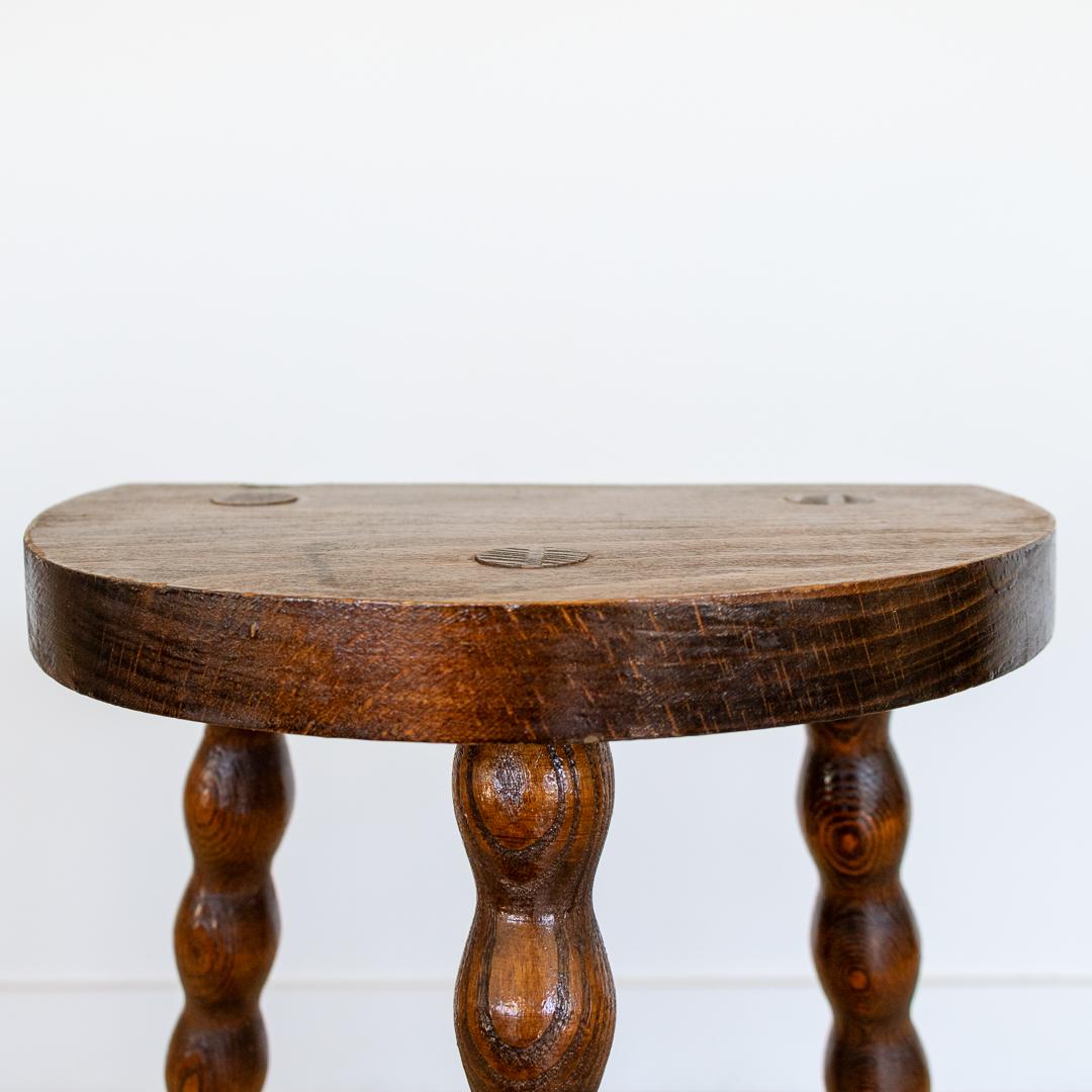 20th Century Tall French Wood Tripod Stool