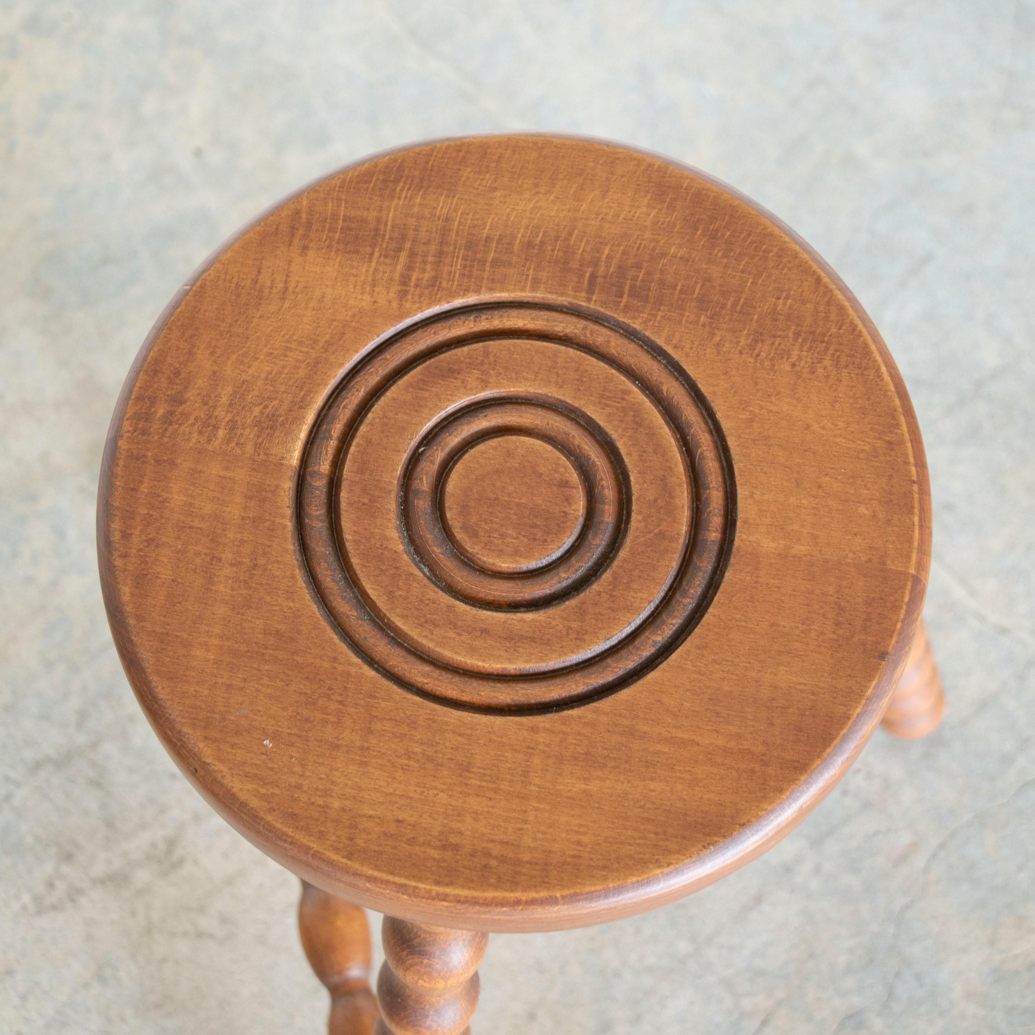 Tall French Wood Tripod Stool 3