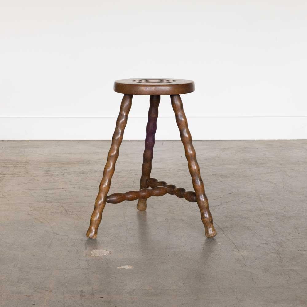 Tall French Wood Tripod Stool 3