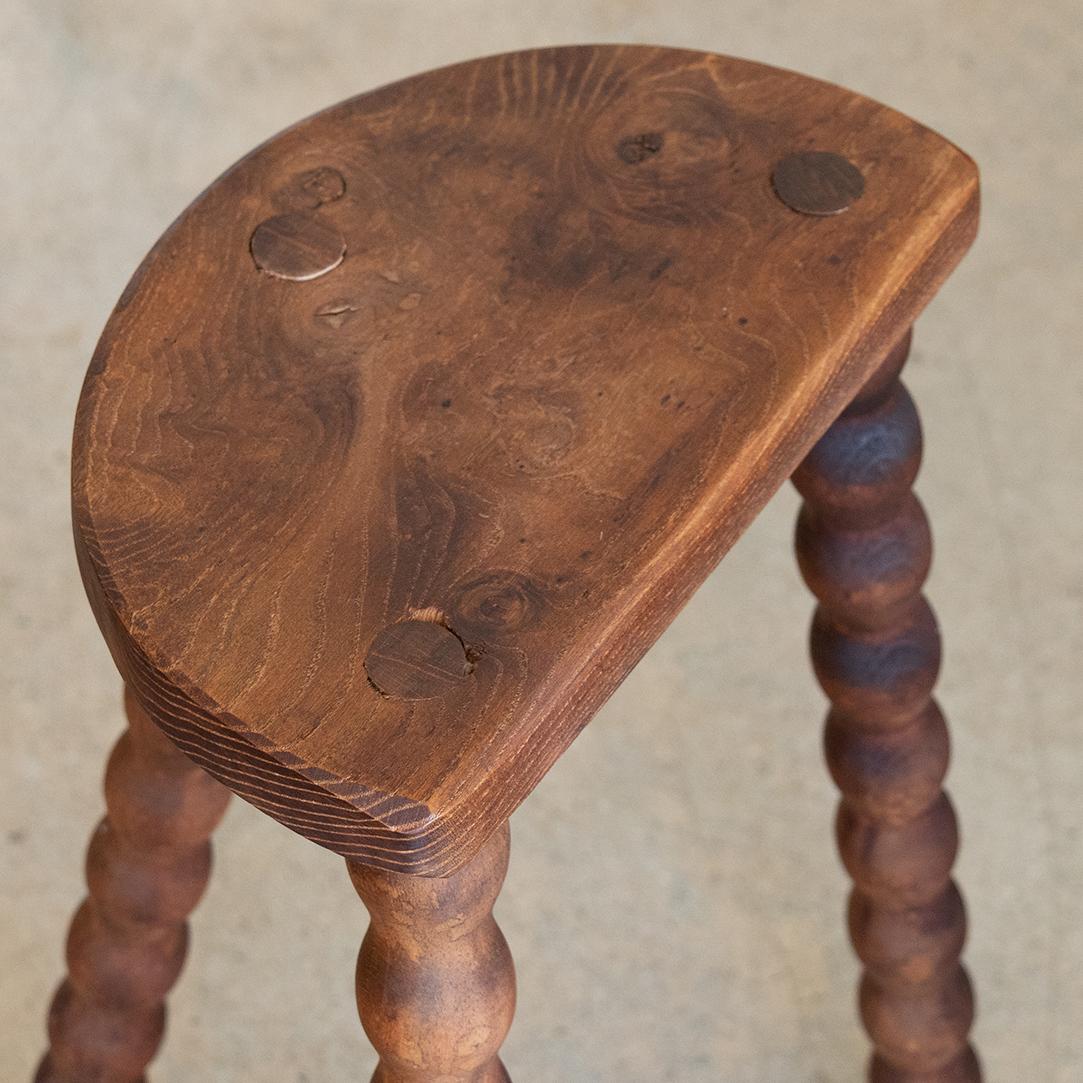 Tall French Wood Tripod Stool 3