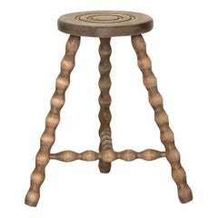 Tall French Wood Tripod Stool