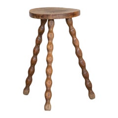 Tall French Wood Tripod Stool