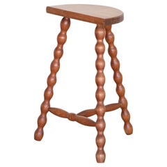 Tall French Wood Tripod Stool
