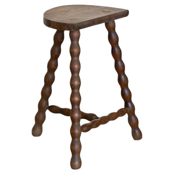 Tall French Wood Tripod Stool