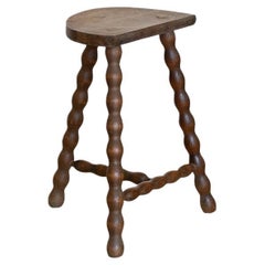 Tall French Wood Tripod Stool