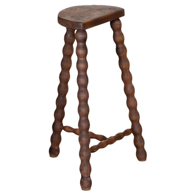 Tall French Wood Tripod Stool