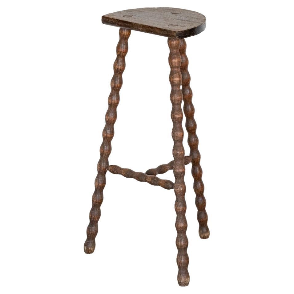 Tall French Wood Tripod Stool