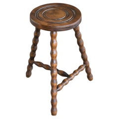 Tall French Wood Tripod Stool