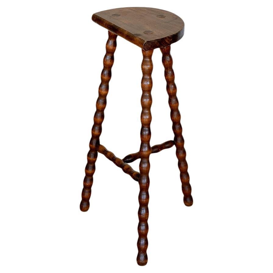 Tall French Wood Tripod Stool