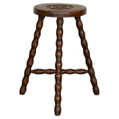 Tall French Wood Tripod Stool