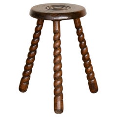 Tall French Wood Tripod Stool