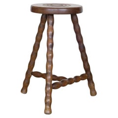 Tall French Wood Tripod Stool