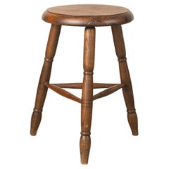 Vintage Tall French Wood Tripod Stool