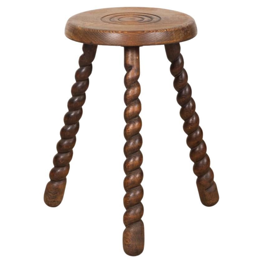Tall French Wood Tripod Stool