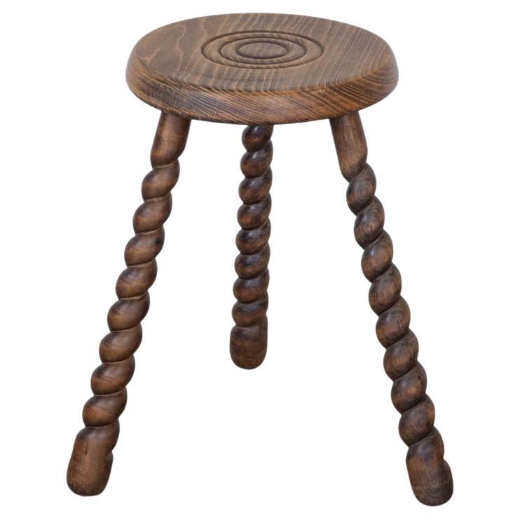 Tall French Wood Tripod Stool