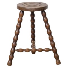 Tall French Wood Tripod Stool