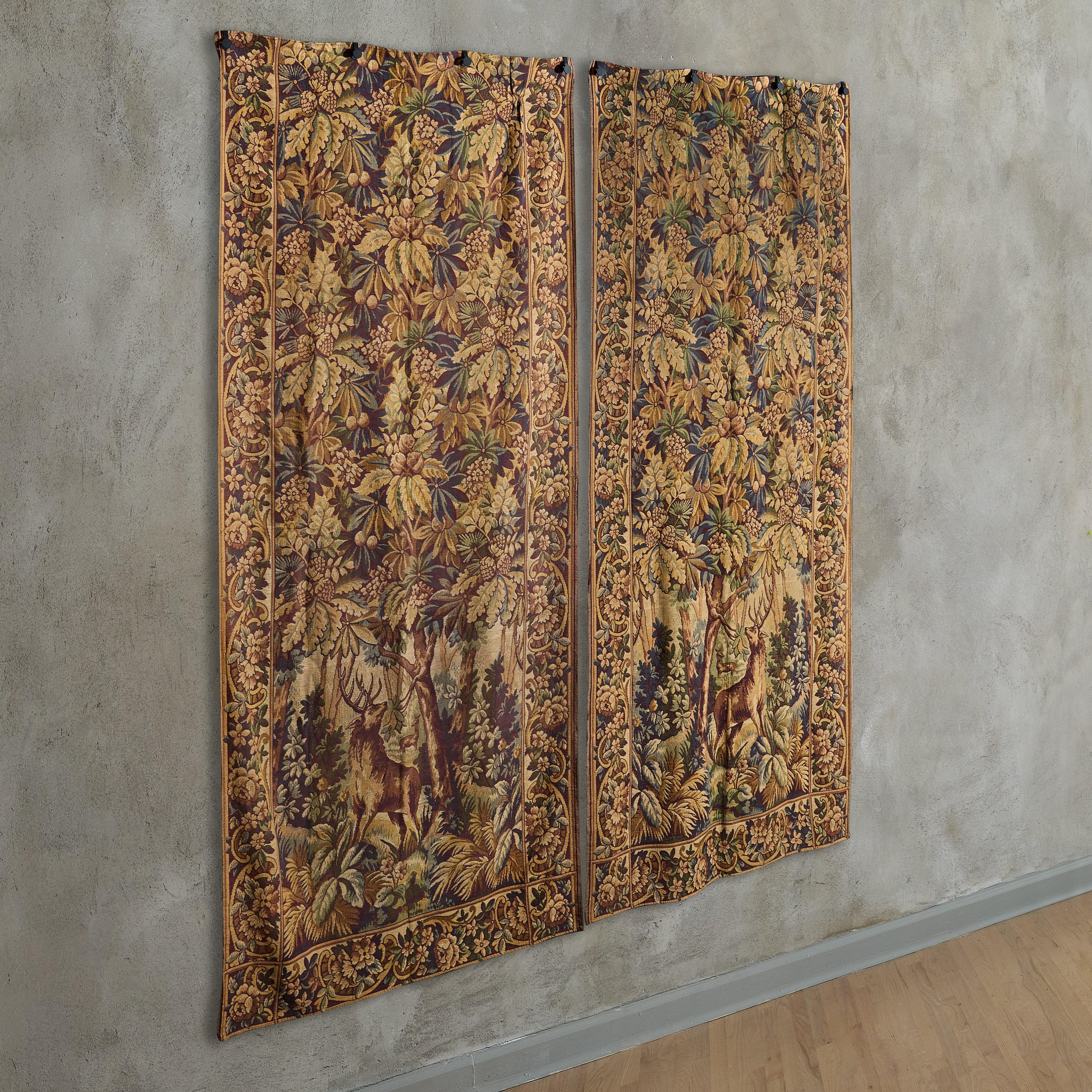 Aubusson Tall French Woodland Scene Tapestry, 1920s For Sale