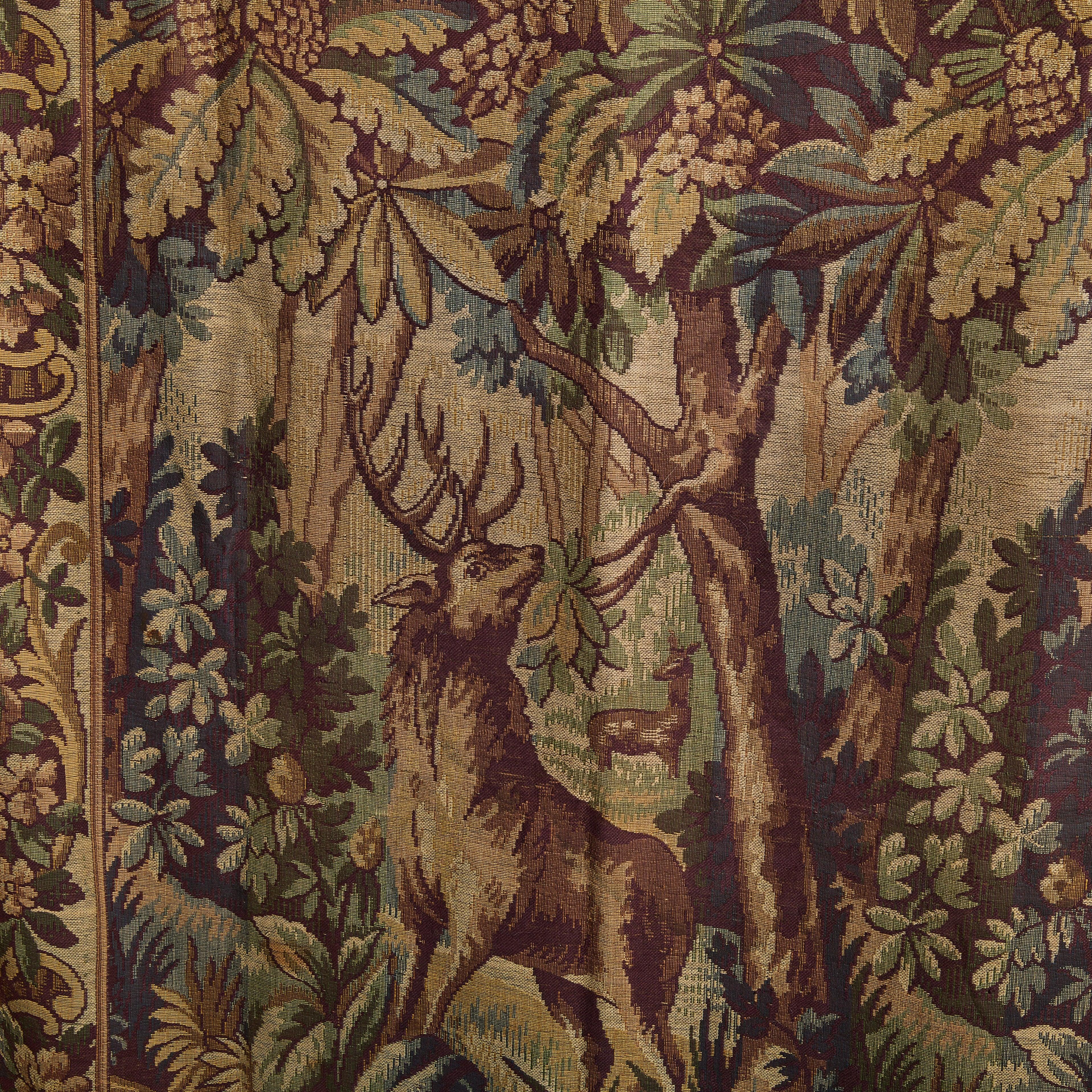 Fabric Tall French Woodland Scene Tapestry, 1920s For Sale