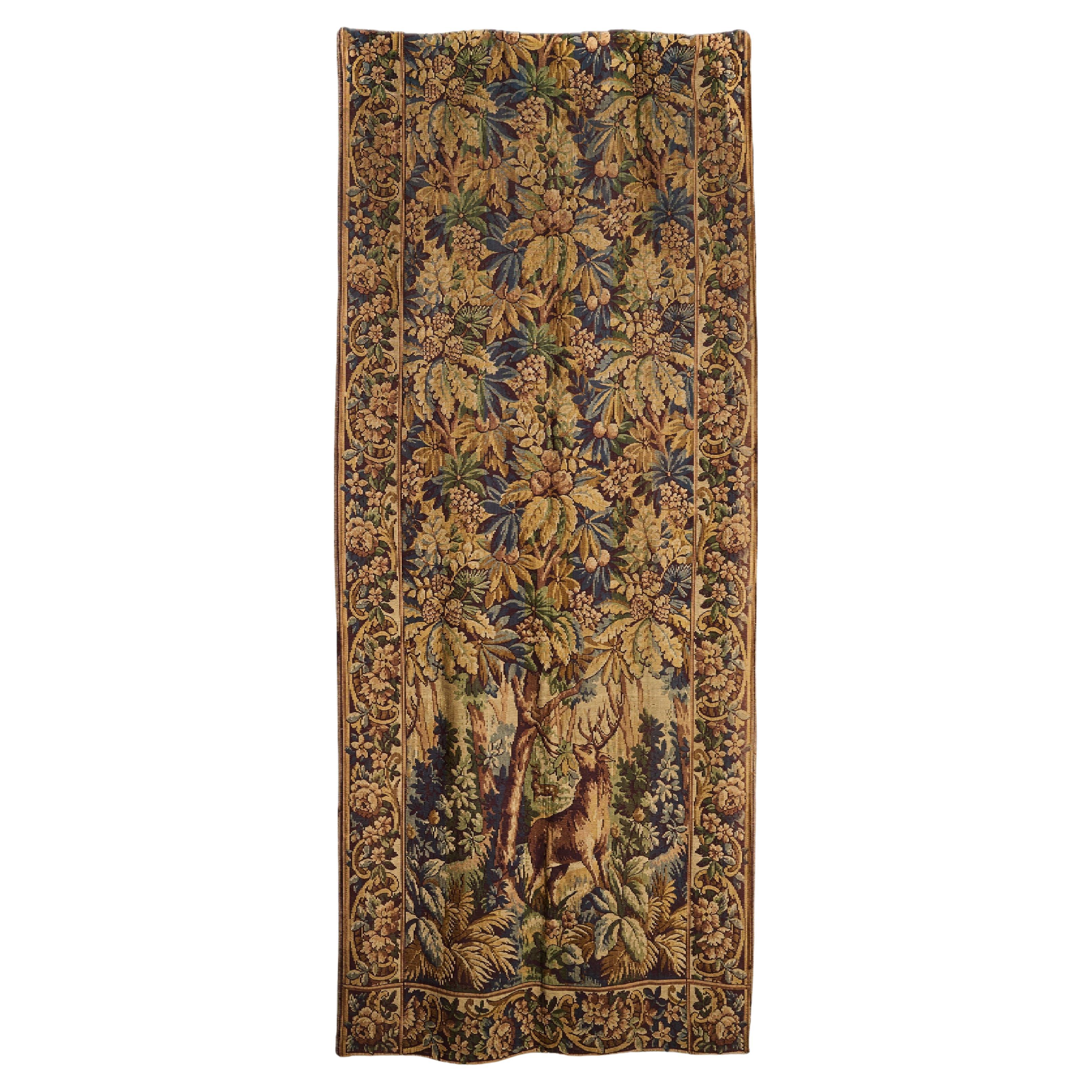 Tall French Woodland Scene Tapestry, 1920s For Sale