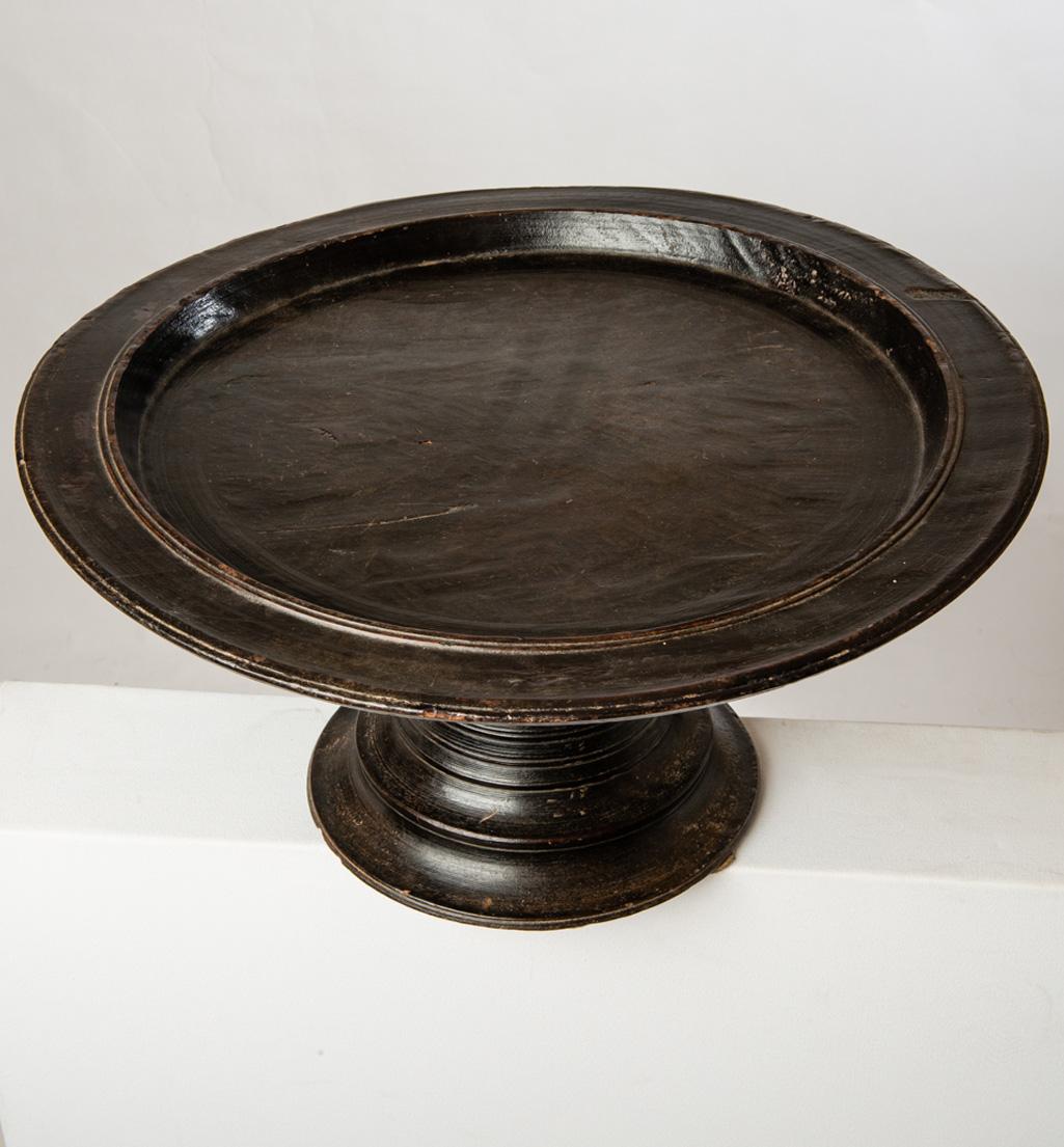 Hand-Carved Tall Fruit Bowl or Little Table from Indonesia For Sale