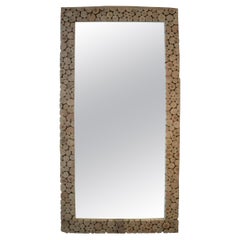 Tall Full Body Spanish Handmade Wall Mirror w/ Cut Wooden Logs