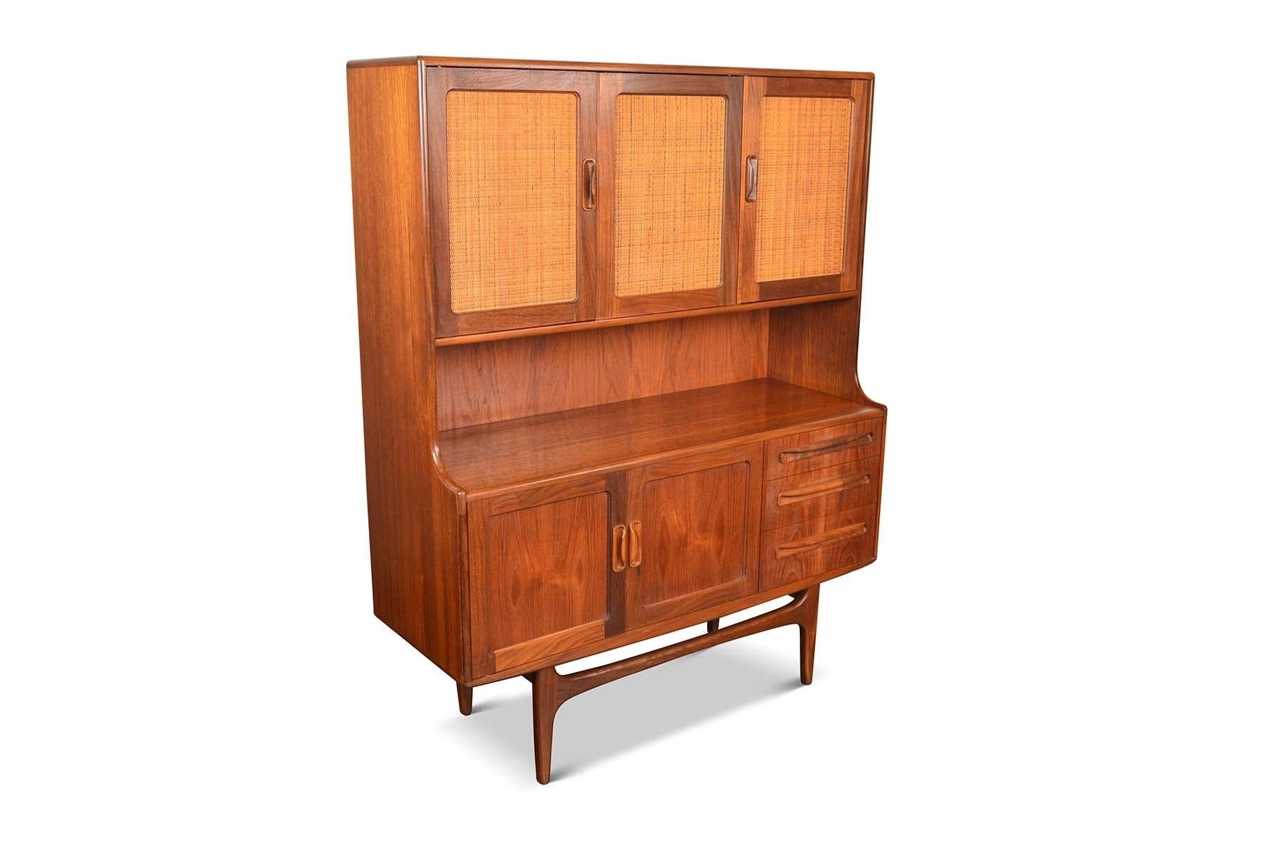 20th Century Tall G Plan Fresco Teak + Cane Credenza / Sideboard