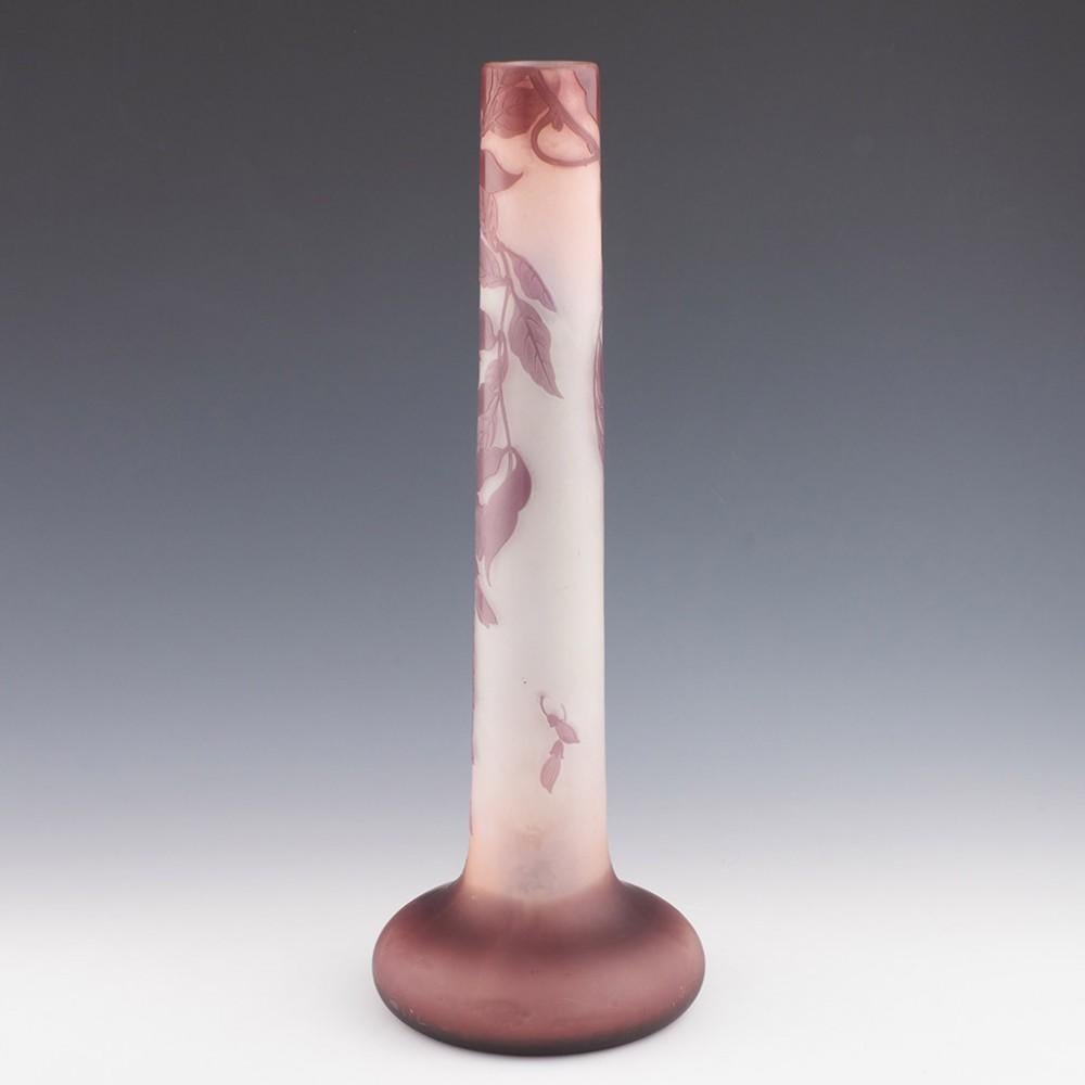 French Tall Galle Cameo Magnolia Vase c1910 For Sale