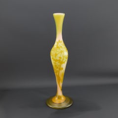 Tall Galle floral cameo glass vase C1910
