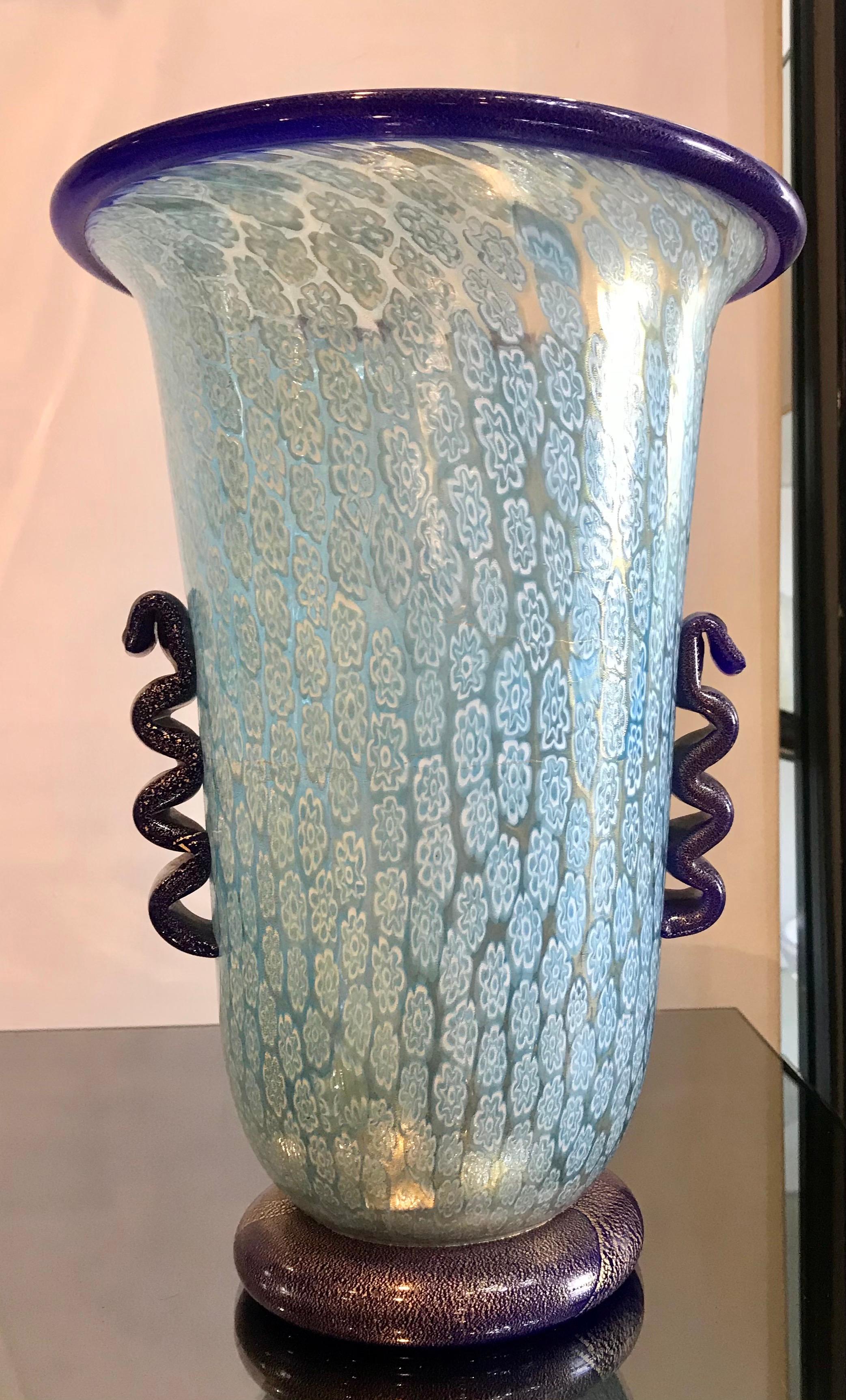 Tall Gambaro & Poggi Millefiori Vase For Sale 3