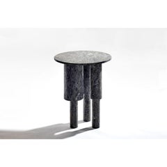 Tall Game of Stone Side Table, Black Silver by Josefina Munoz
