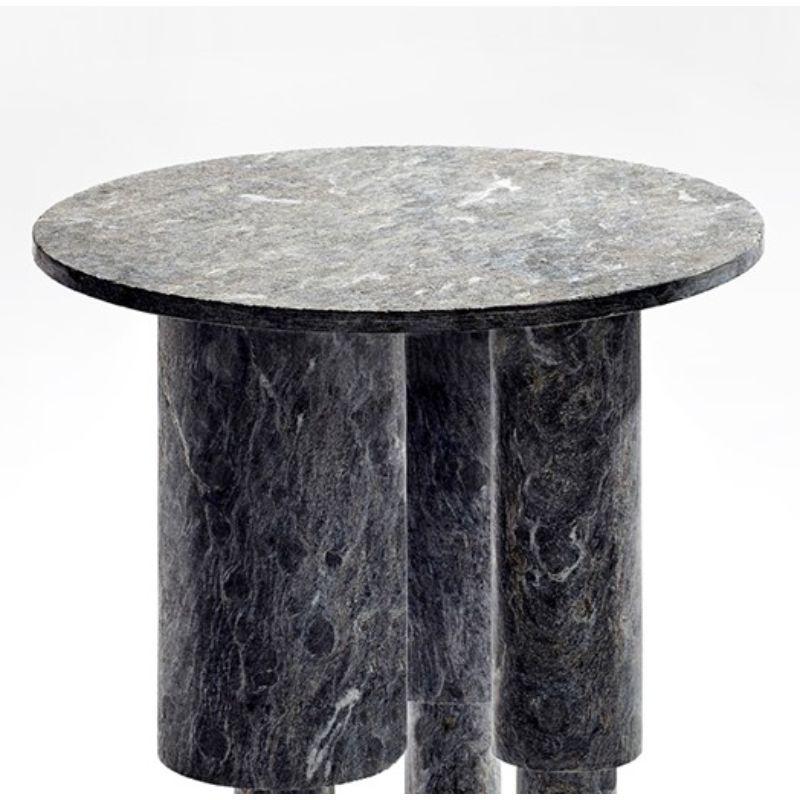 Post-Modern Tall Game of Stone Side Table, Black Silver by Josefina Munoz For Sale