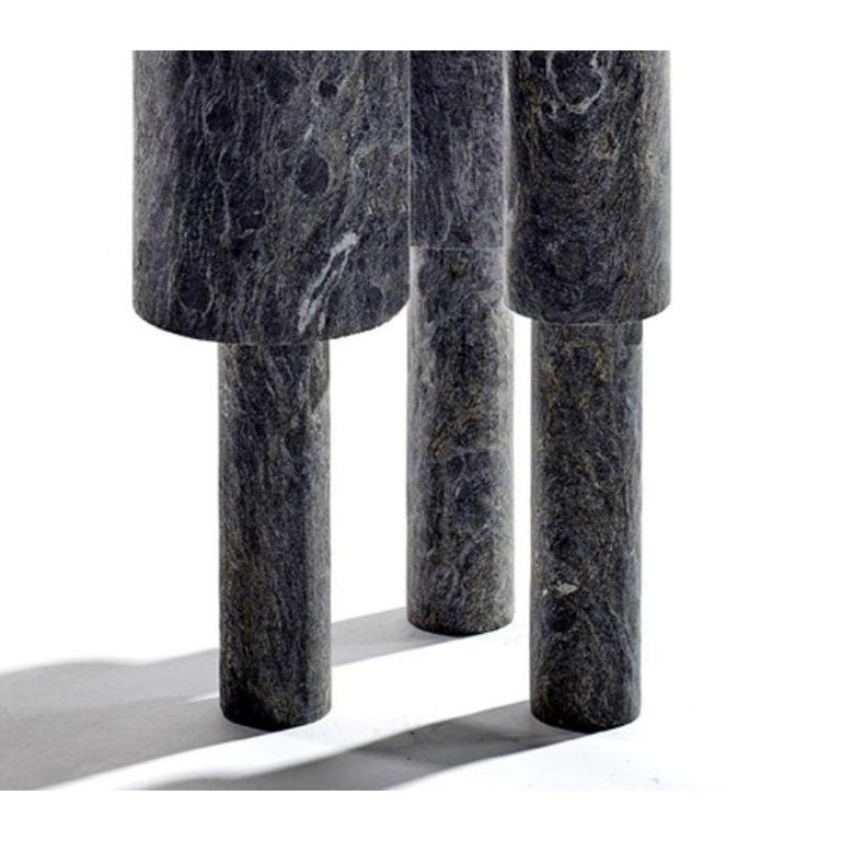 Tall Game of Stone Side Table, Black Silver by Josefina Munoz In New Condition For Sale In Geneve, CH
