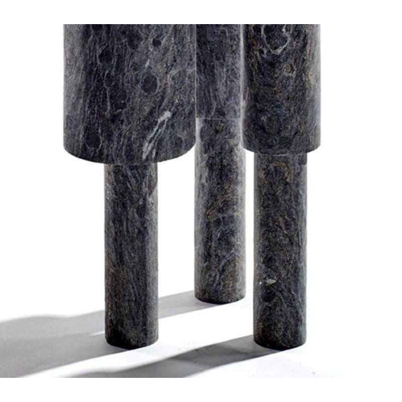 Swiss Tall Game of Stone Side Table, Black Silver by Josefina Munoz For Sale