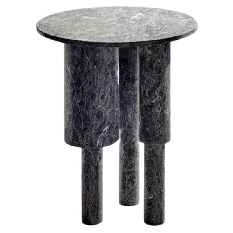 Tall Game of Stone Side Table, Black Silver by Josefina Munoz For Sale