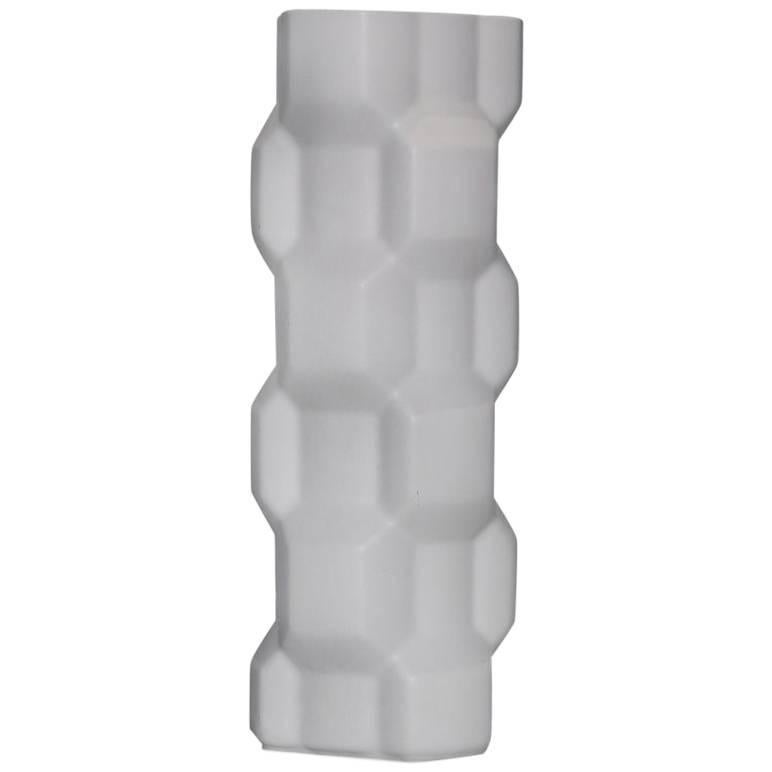 Tall Gear Vase in Matte White by Phillippe Bestenheider for Driade For Sale