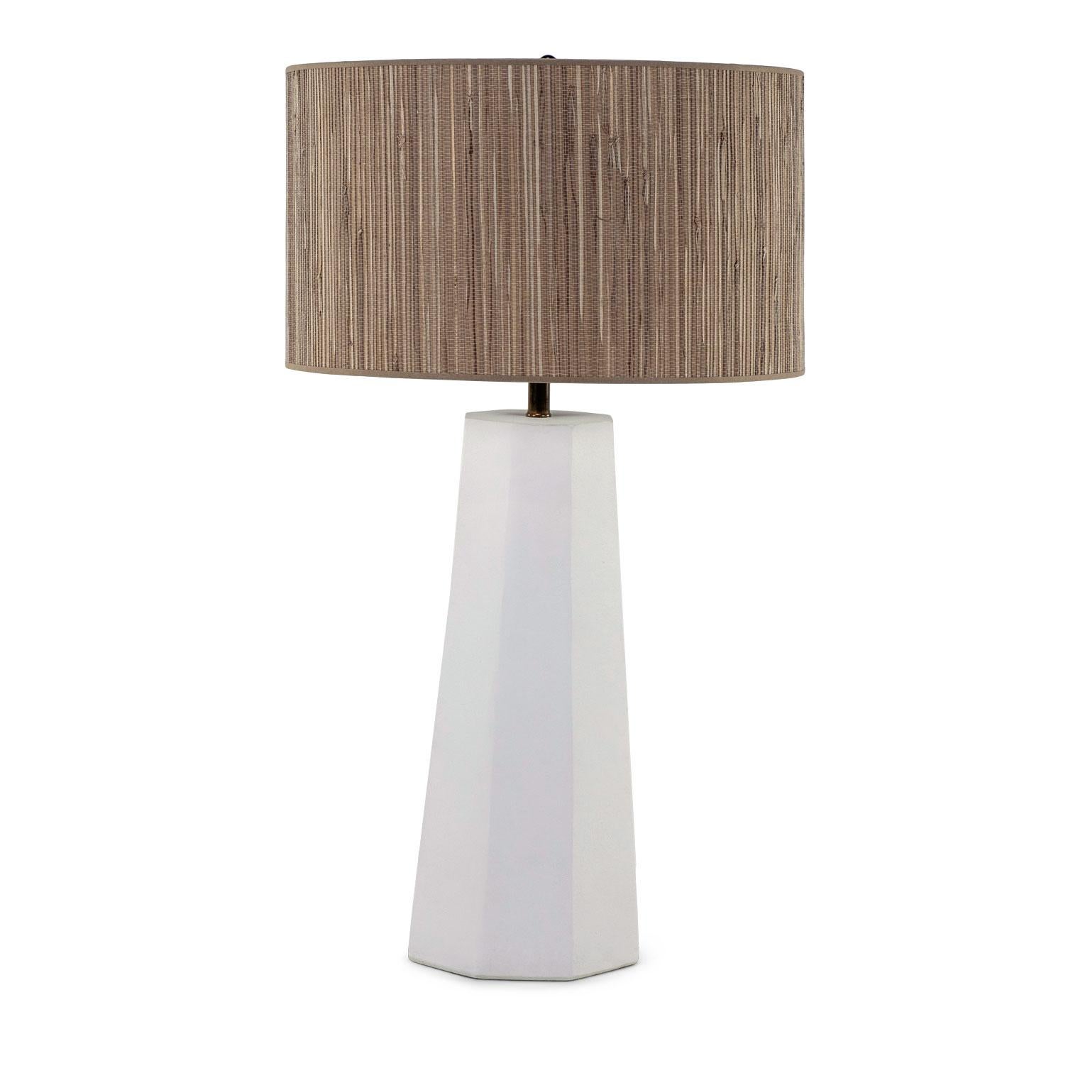 Modern Tall Geometric-Shaped White Plaster Lamp For Sale