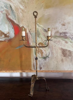 Tall gilded iron table lamp c.1950’s