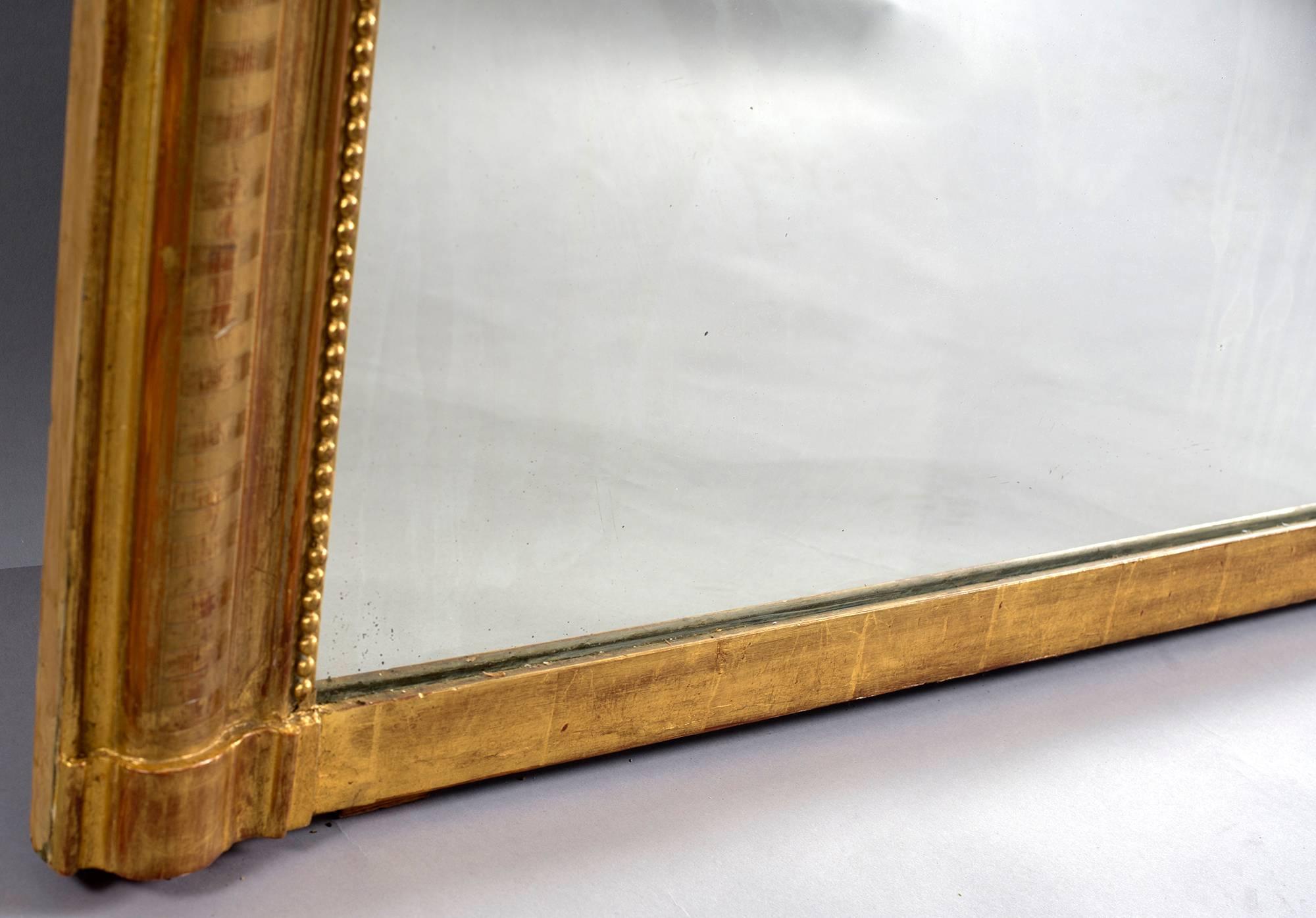 French Tall Gilt Louis Philippe Mirror with Crest