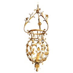 Tall Gilt Metal Lantern with Foliage Decorations Sign Palladio for Maison Baguès