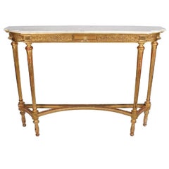 Tall Gilt Wood Marble Top Console Table, 19th Century