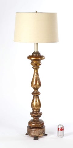 Tall Giltwood Altar Stick Lamp, 18th C