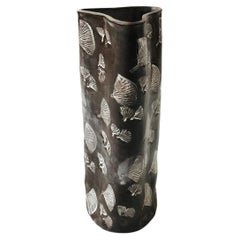 Tall Ginkgo Leaf Studio Pottery Vase