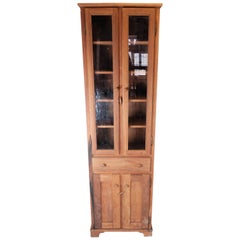Tall Glass Cabinet of Light Wood, 1940s
