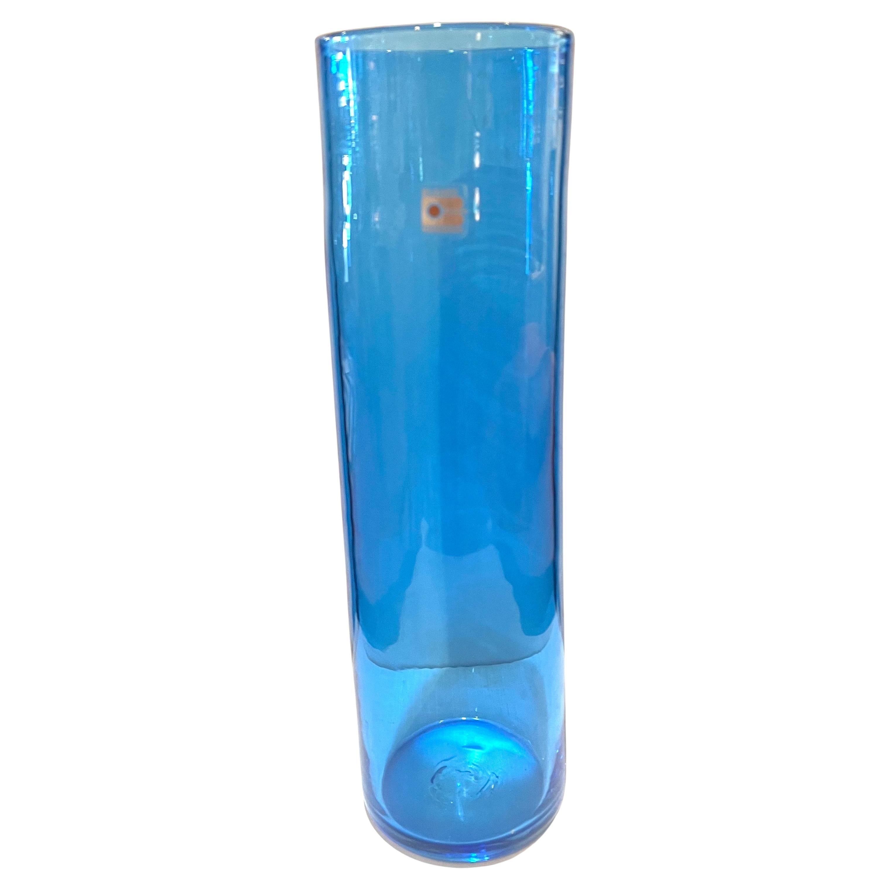 Tall Glass Glass Blown Cylinder Vase by Blenko
