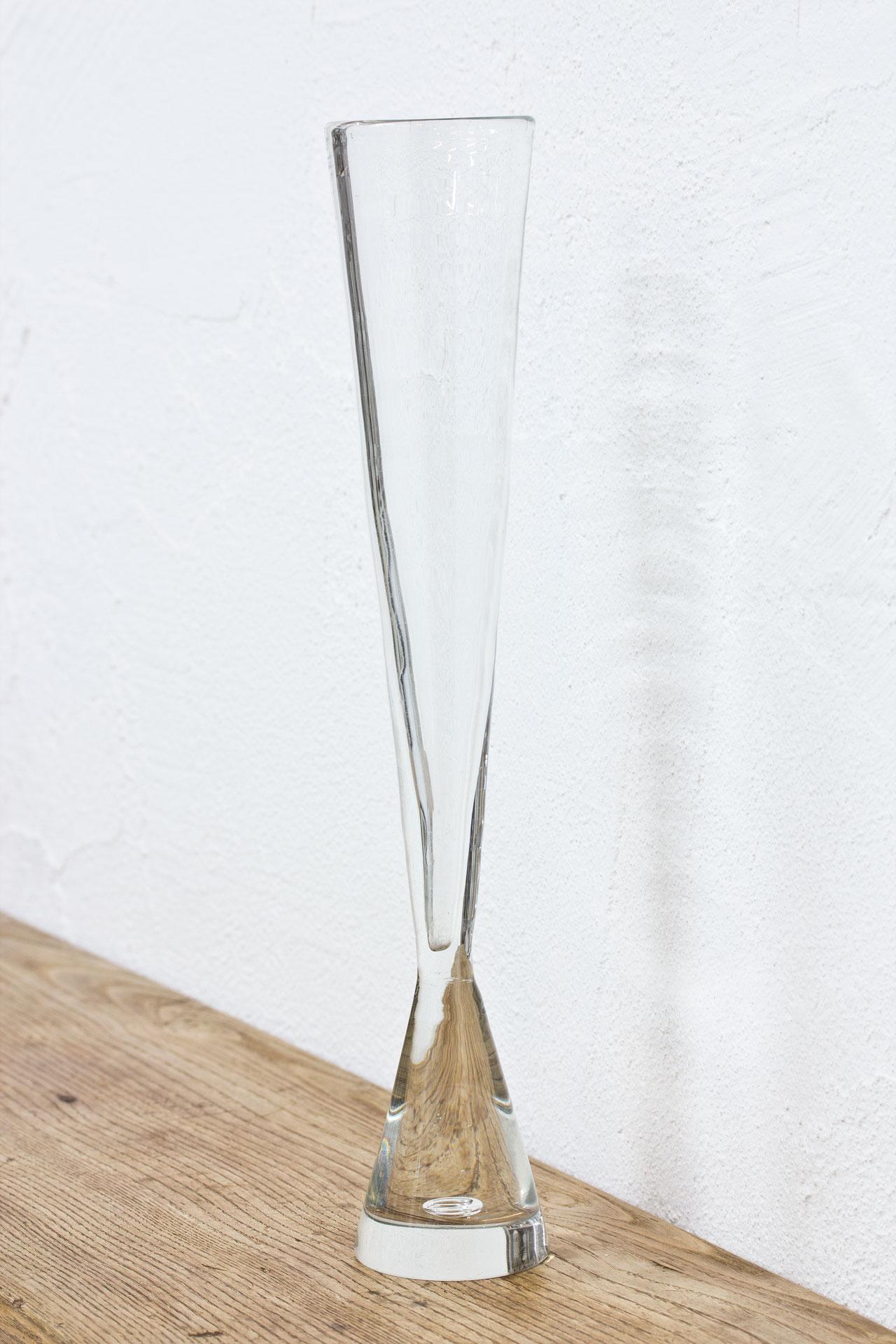 Blown Glass Tall Glass Vase by Bengt Orup, Sweden, 1950s