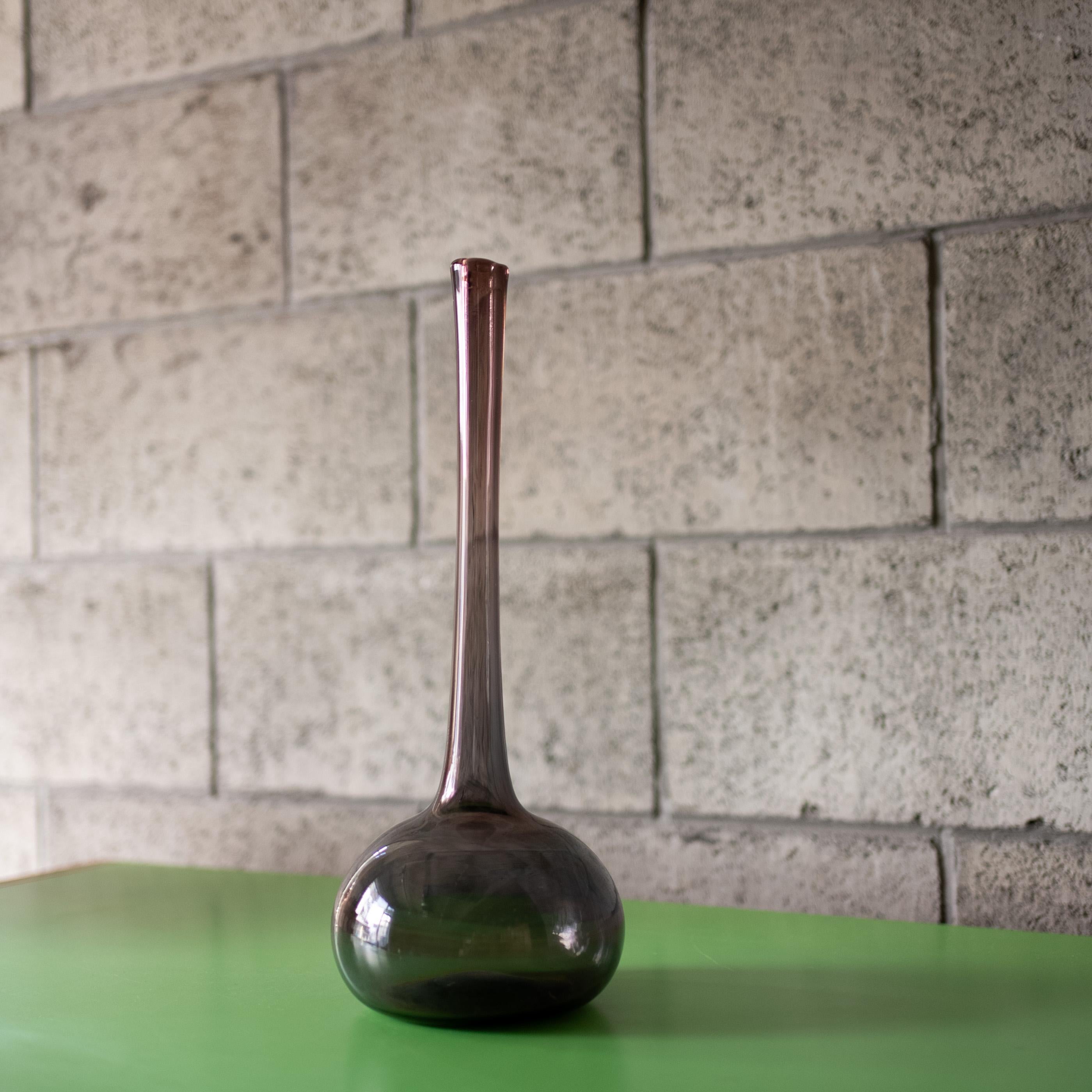 French Tall Glass Vase by Claude Morin, France, 1970s For Sale