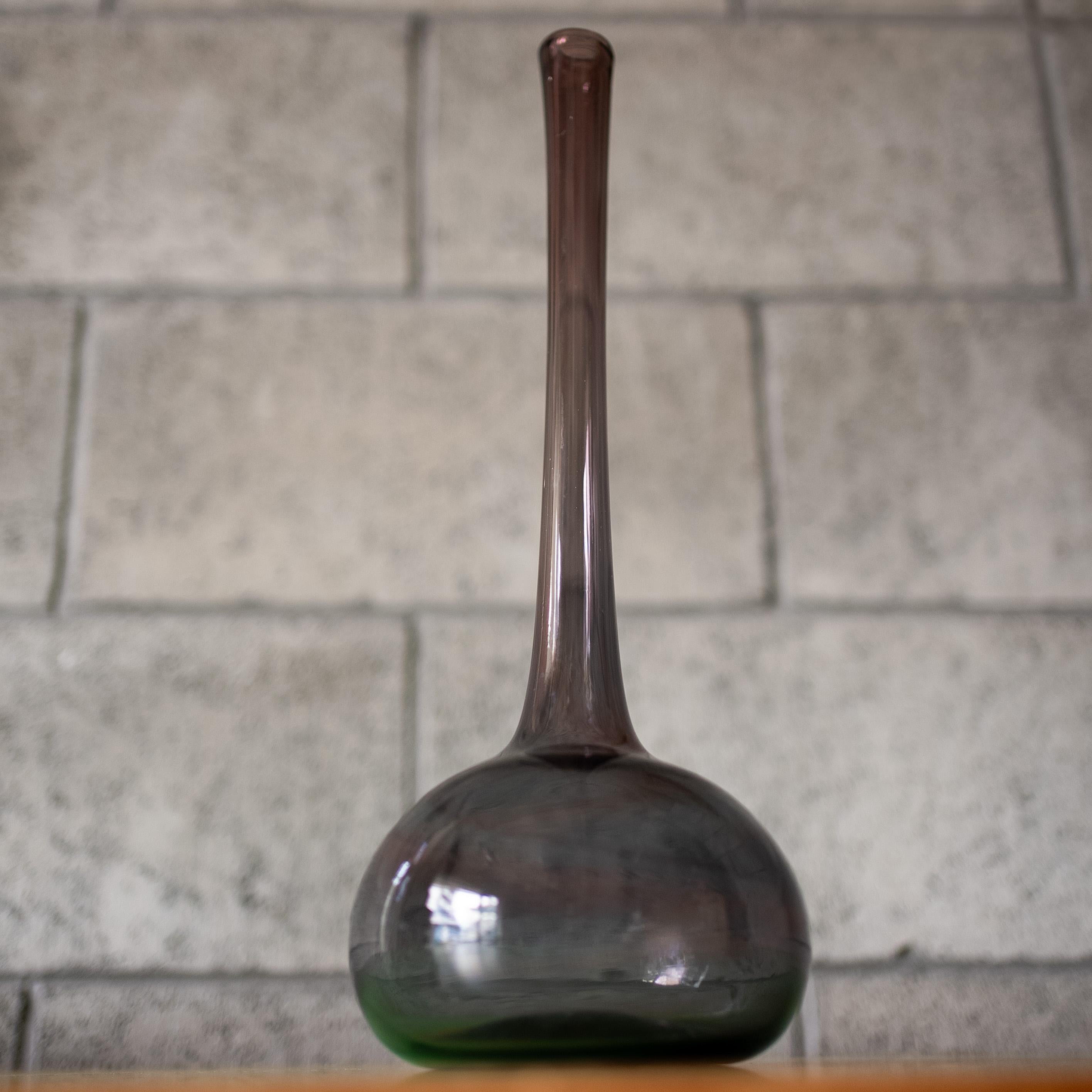 20th Century Tall Glass Vase by Claude Morin, France, 1970s For Sale