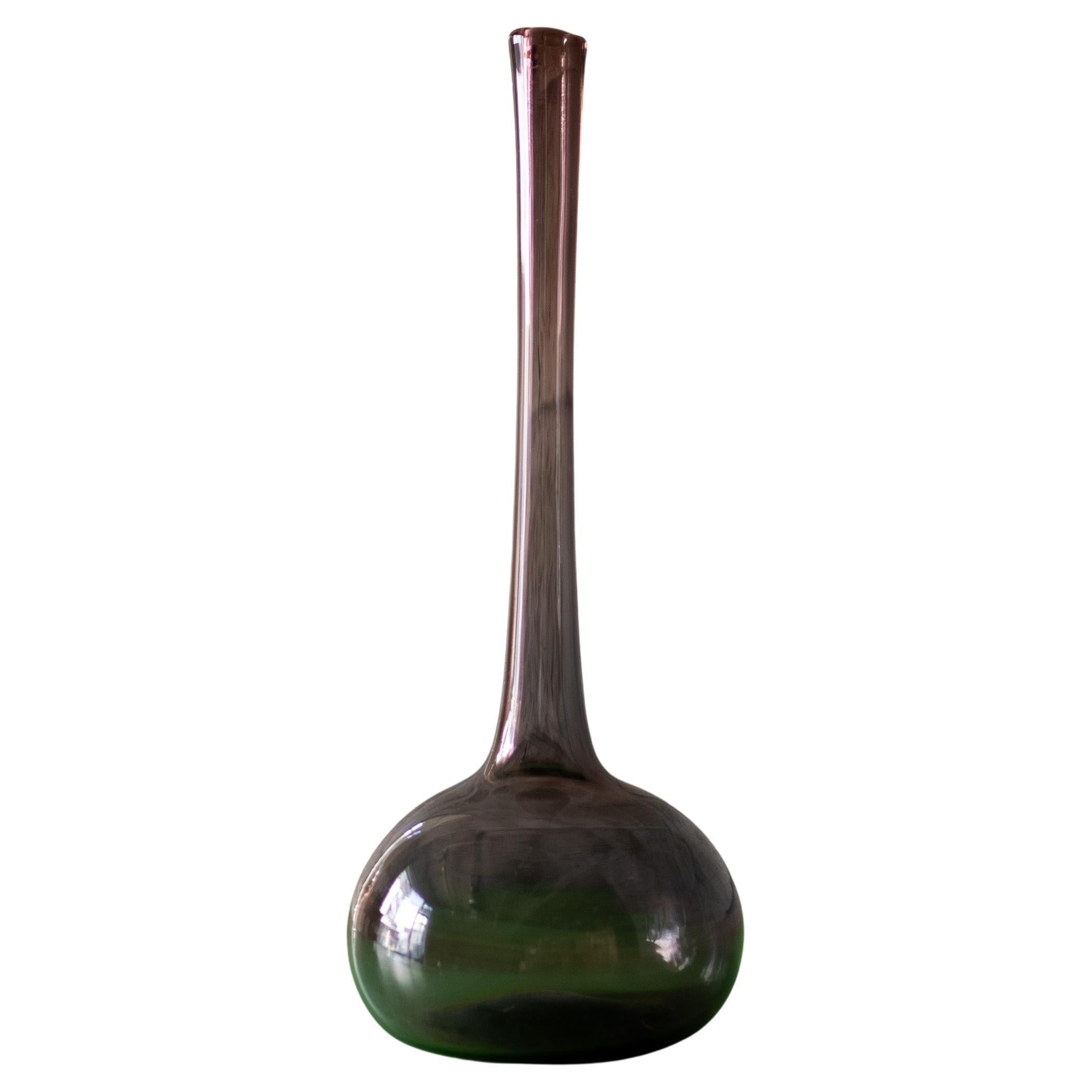 Tall Glass Vase by Claude Morin, France, 1970s For Sale