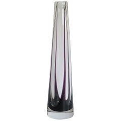Tall Glass Vase by Vicke Lindstrand for Kosta Glass, Sweden Circa 1960